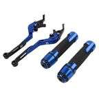 Blue Extendable Brake Clutch Levers & Handlebar Grips for Kawasaki ZX636R (2003-2006)