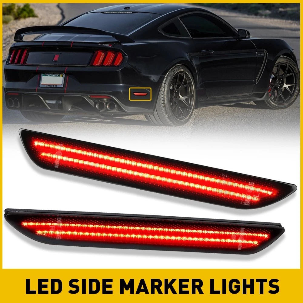 2X Rear LED Side Marker Lights for Ford Mustang (2015–2022) Smoked Lens