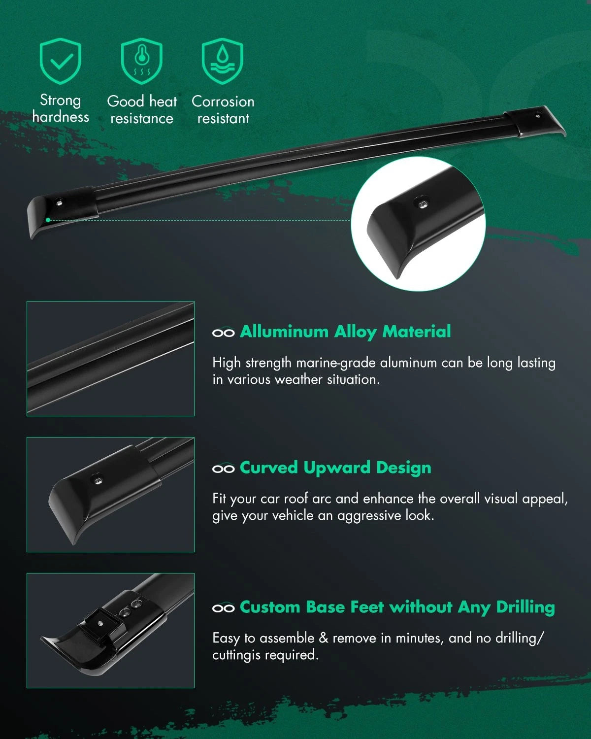 Cross Bar Set for Honda Odyssey (2005–2010) - Roof Rack Cargo Carrier Black