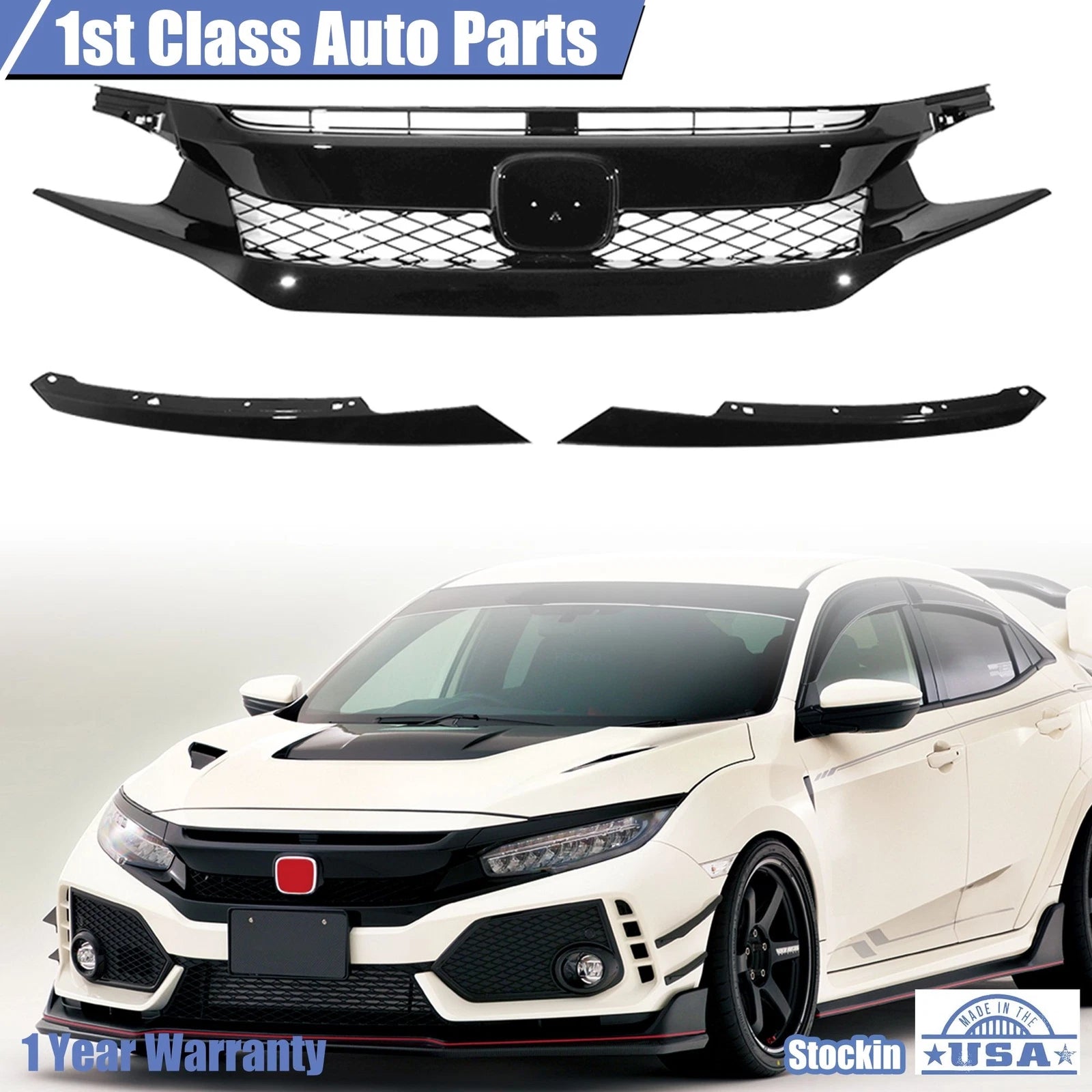 Type R Style Front Grille for Honda Civic (2016–2020)