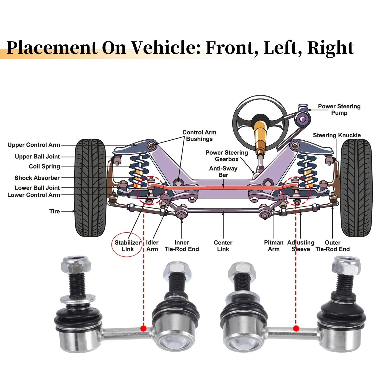 2X Front Stabiliser Sway Bar Link for Toyota Tacoma (2001–2004)