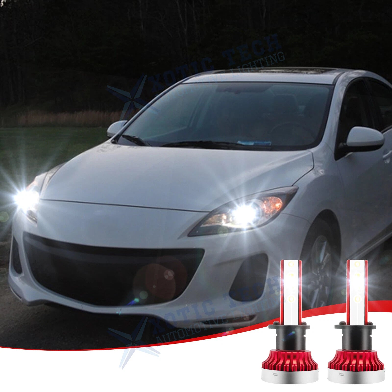 6000K White COB H1 LED High Beam Bulbs Conversion Kit for Mazda (2010–2014)