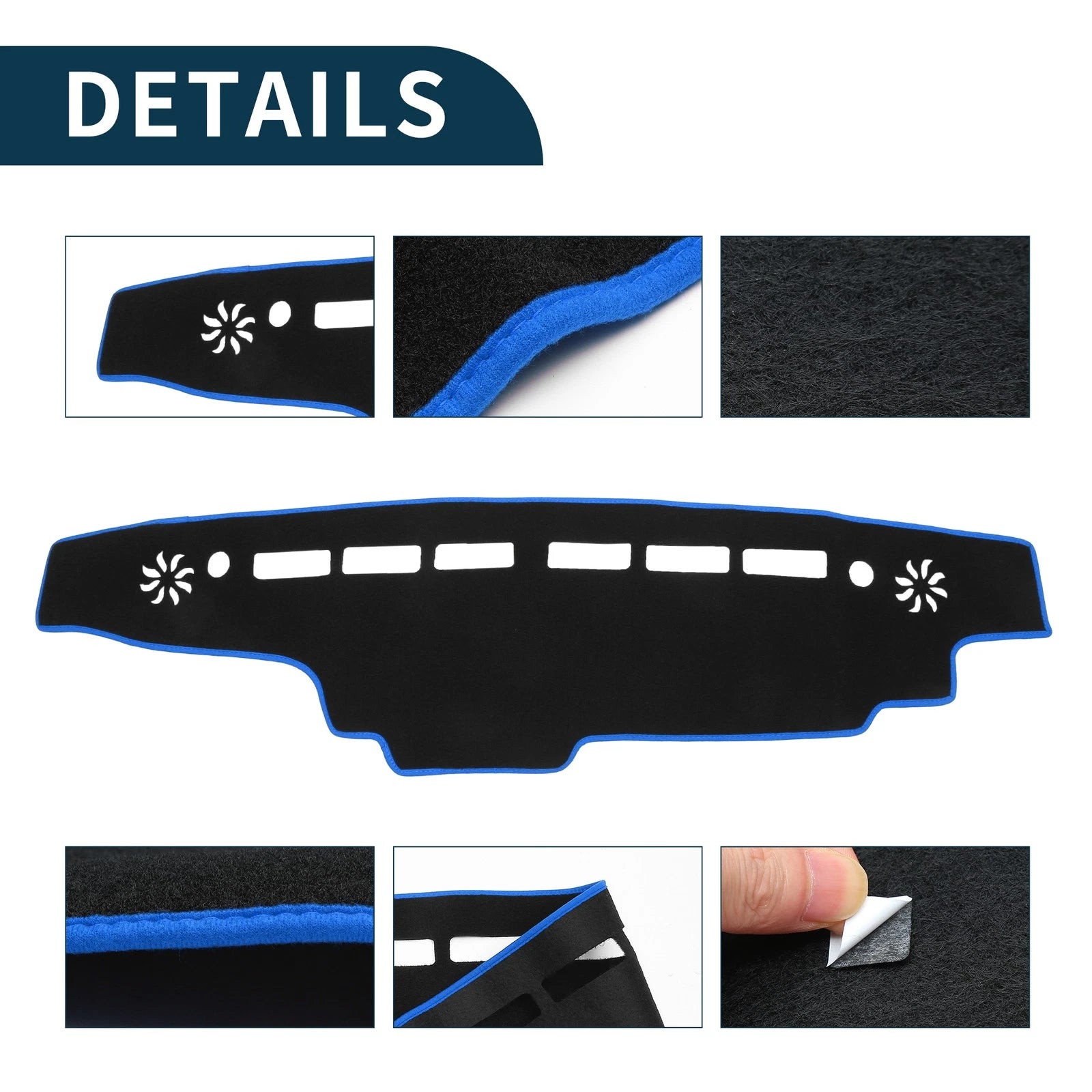 Dashboard Cover Mat for Suzuki Every DA17V (2015–2024) Black Blue Set of 1