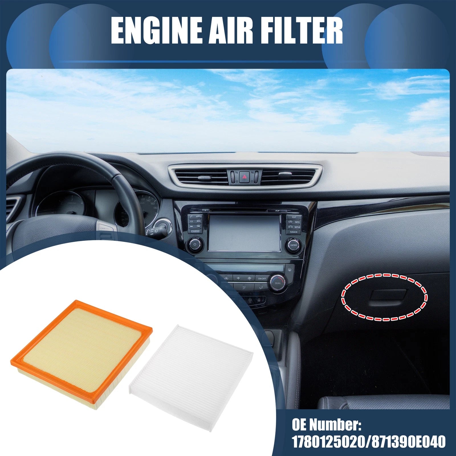 Set of 1 Engine Air Filter No. 1780125020 for Toyota Camry RAV4 (2018–2023)