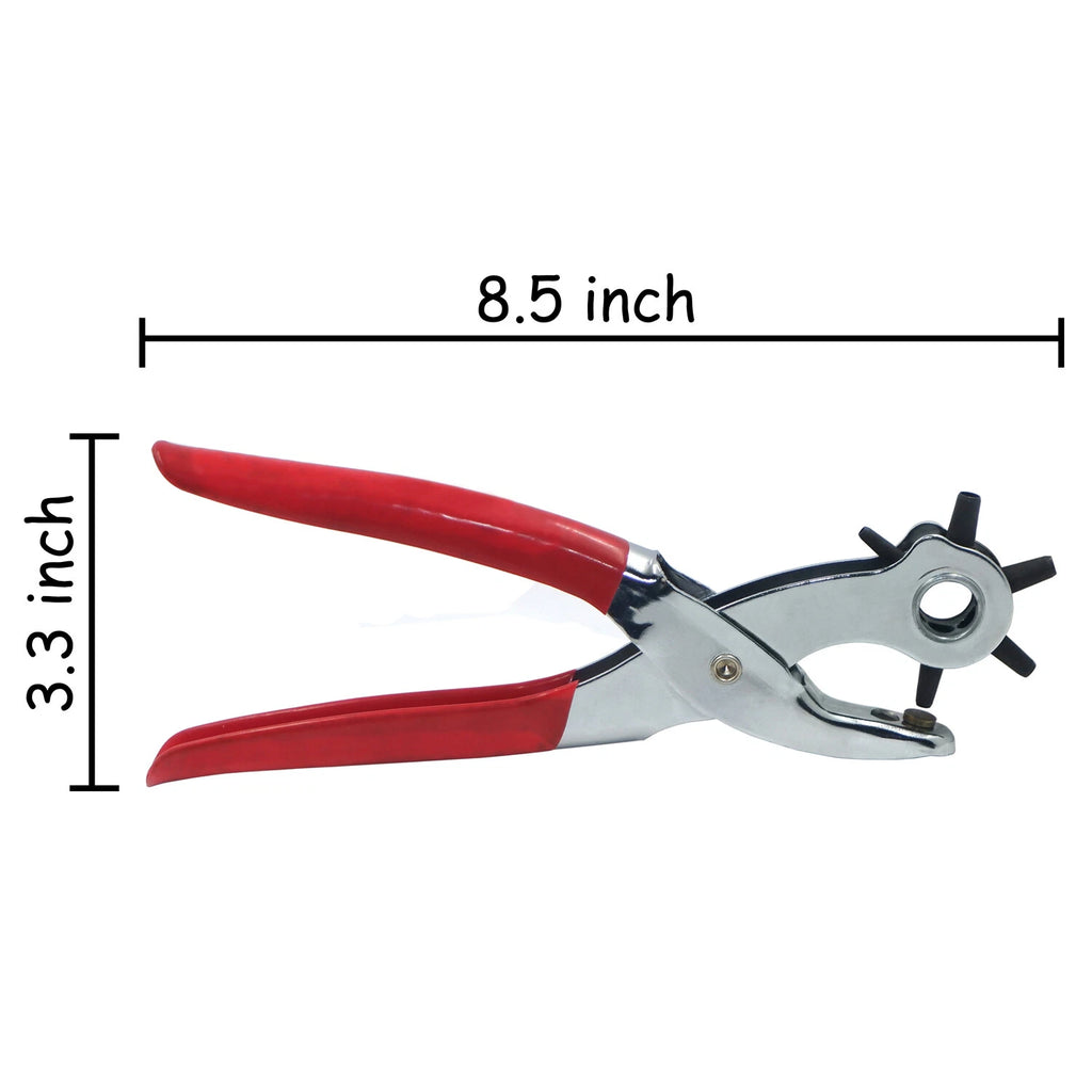 9" Heavy Duty Leather Hole Punch Pliers Tool with 6 Sized Punches