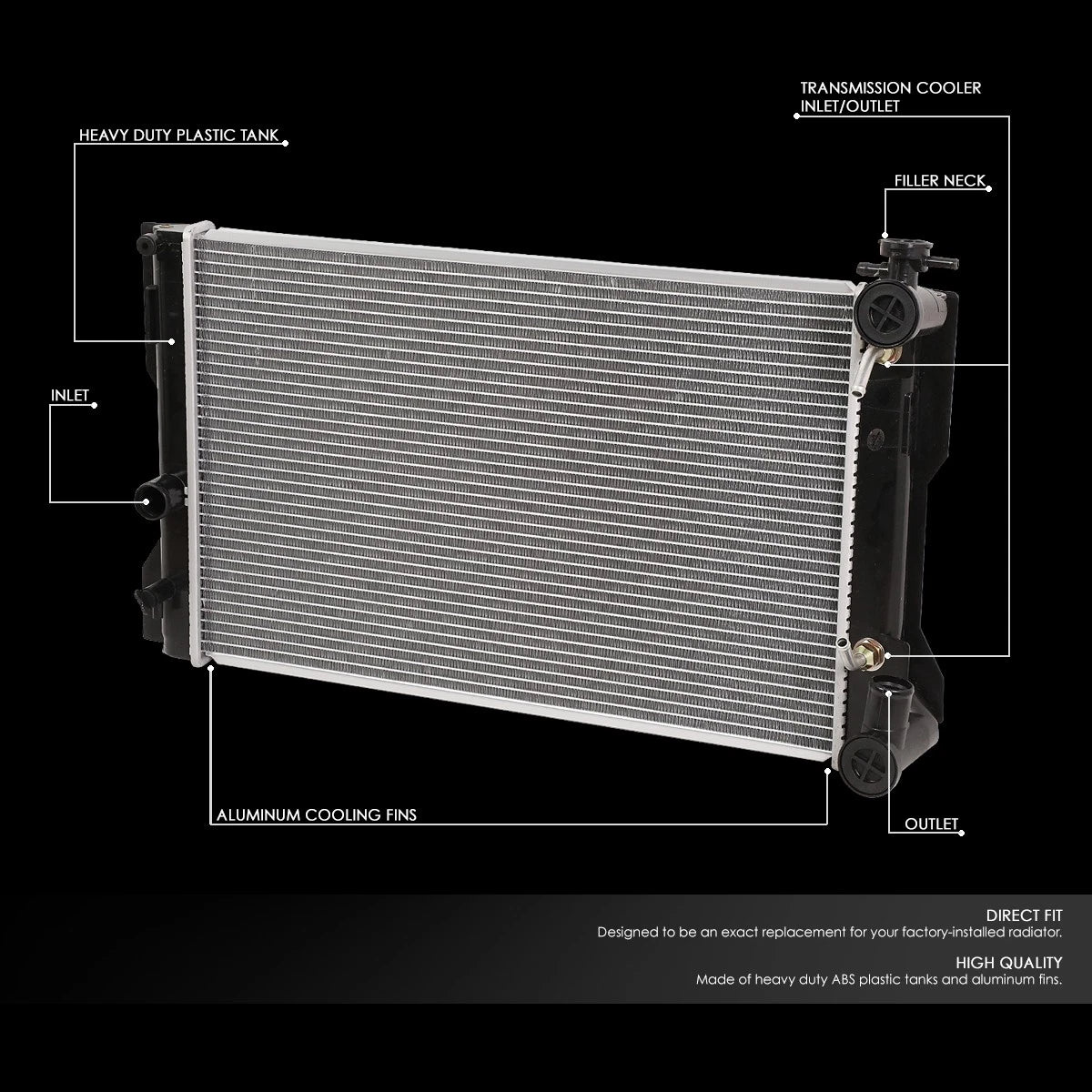 OE Aluminum Radiator for Toyota Corolla, Pontiac Vibe 2.4L (2009–2010) DPI 13049