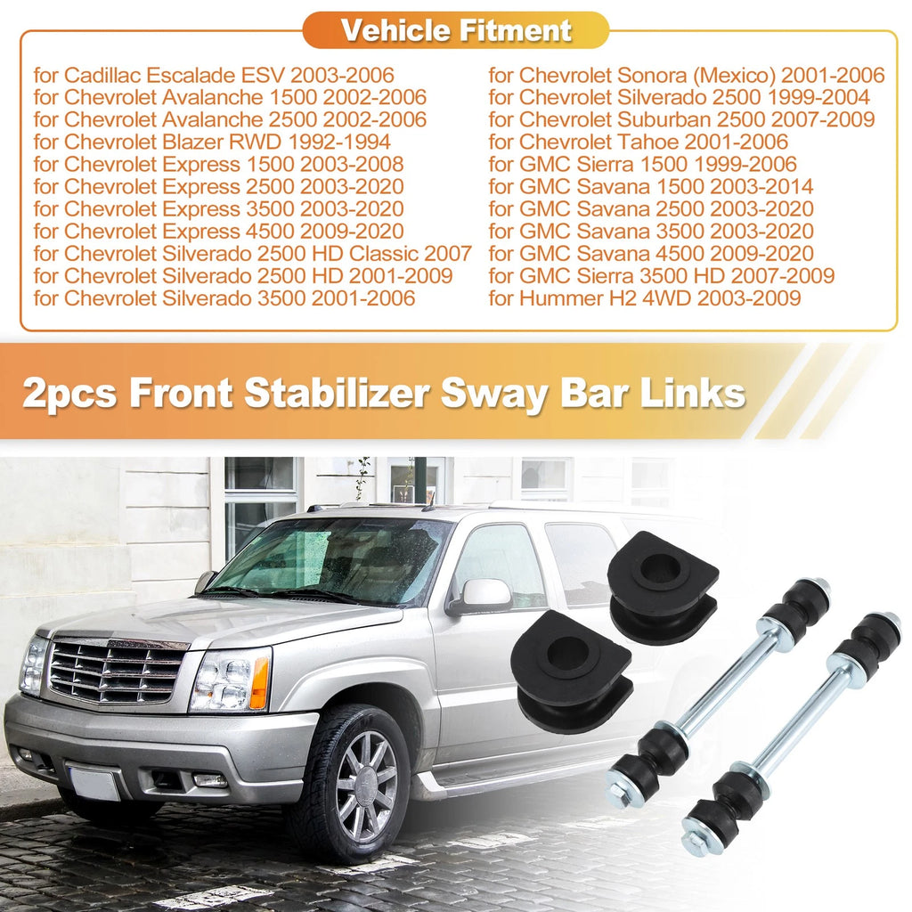 Front Sway Bar End Link Stabilizer Kit for Chevrolet Silverado 1500 2500 3500 HD (2001–2023)