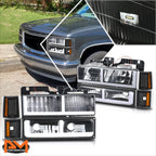 F-Shape LED DRL Headlights for GMC C/K Pickup Suburban Yukon (1994–2000)