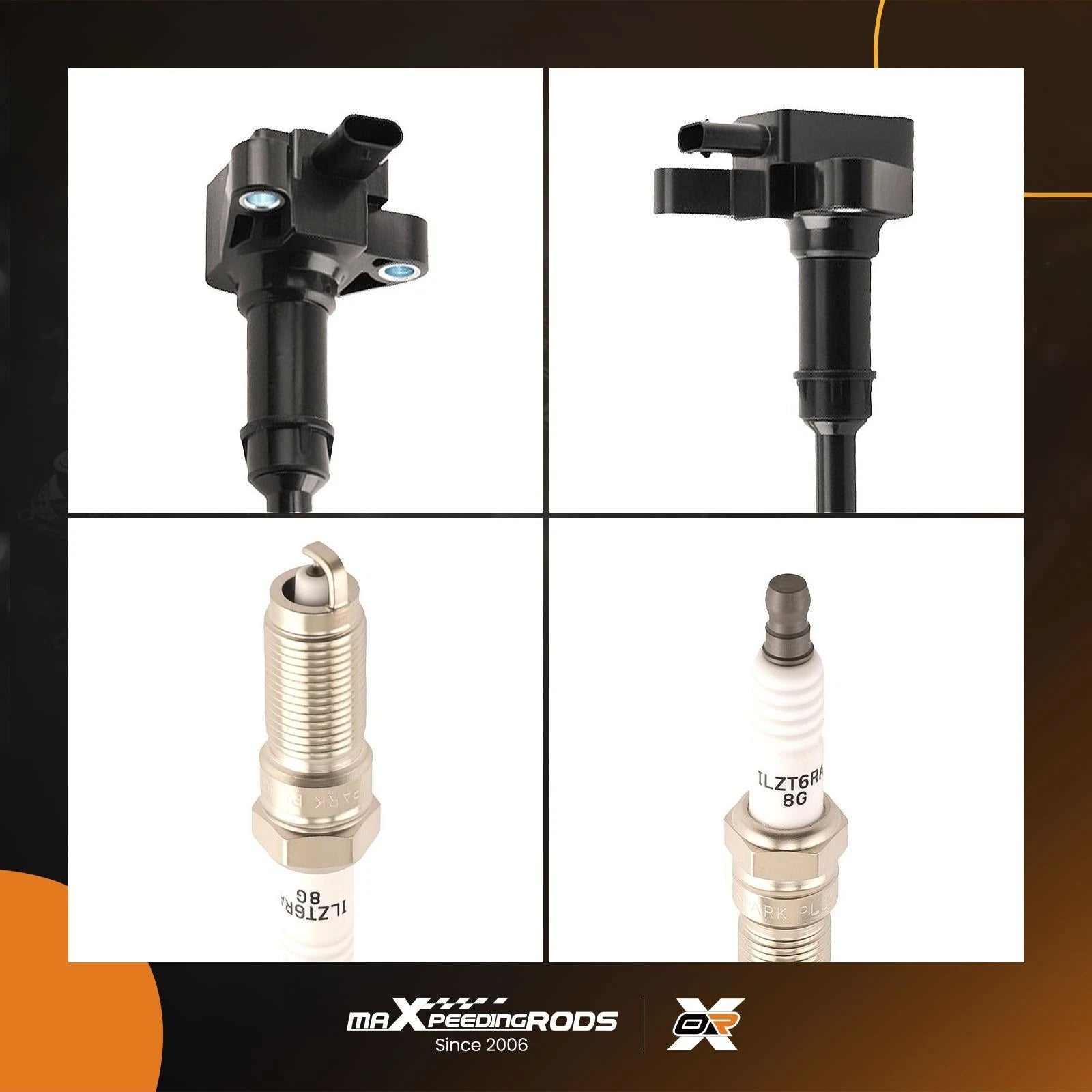 Set of 4 Ignition Coils & Spark Plugs for Ford Fiesta Transit Connect (2014–2019)