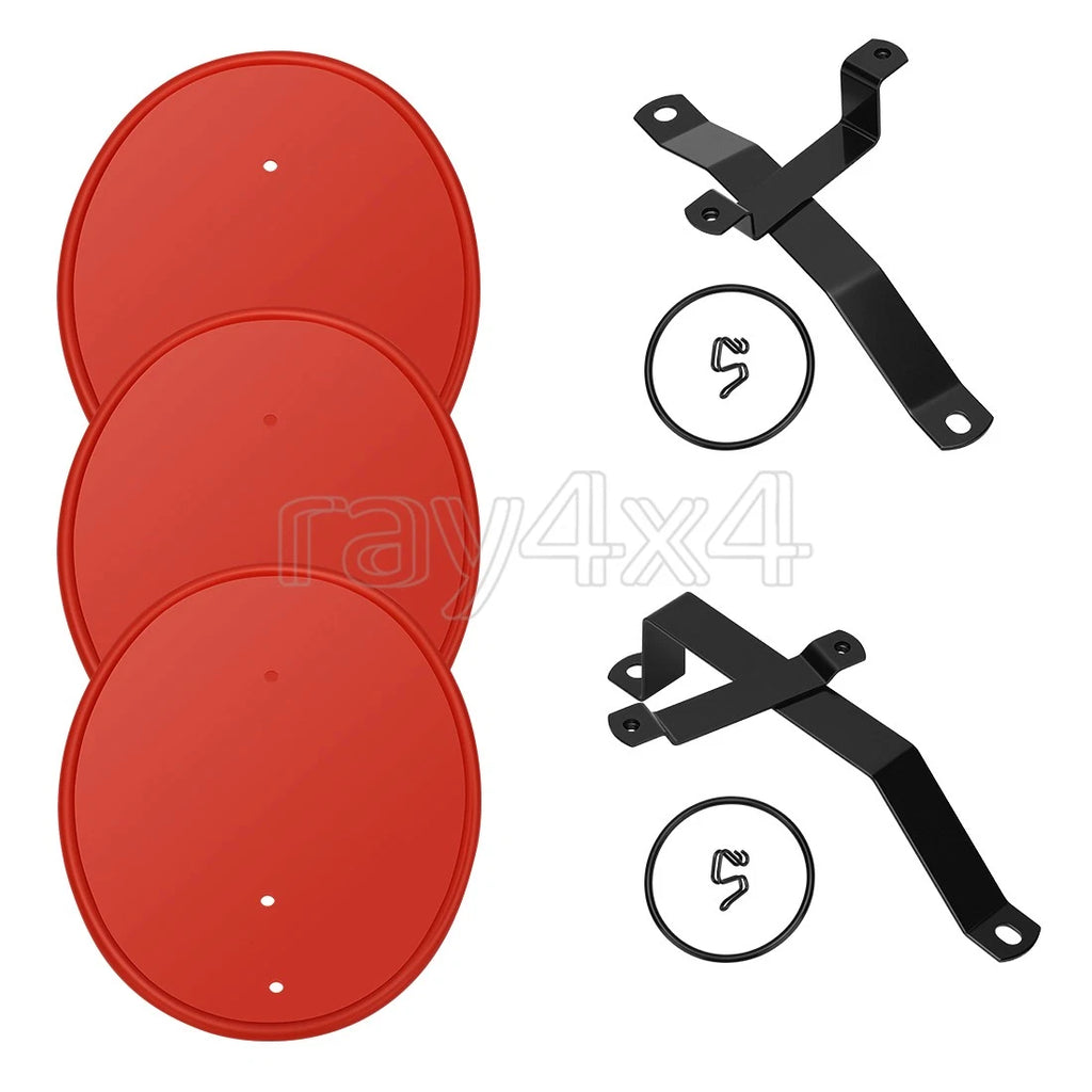 3 Red Number Plate & Bracket Kit for Honda Z50 Z50R (1979–1987) w/ Clips & Bands