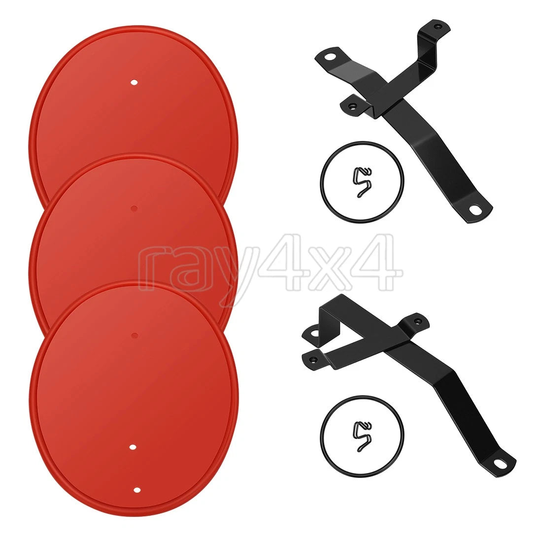 3 Red Number Plate & Bracket Kit for Honda Z50 Z50R (1979–1987) w/ Clips & Bands