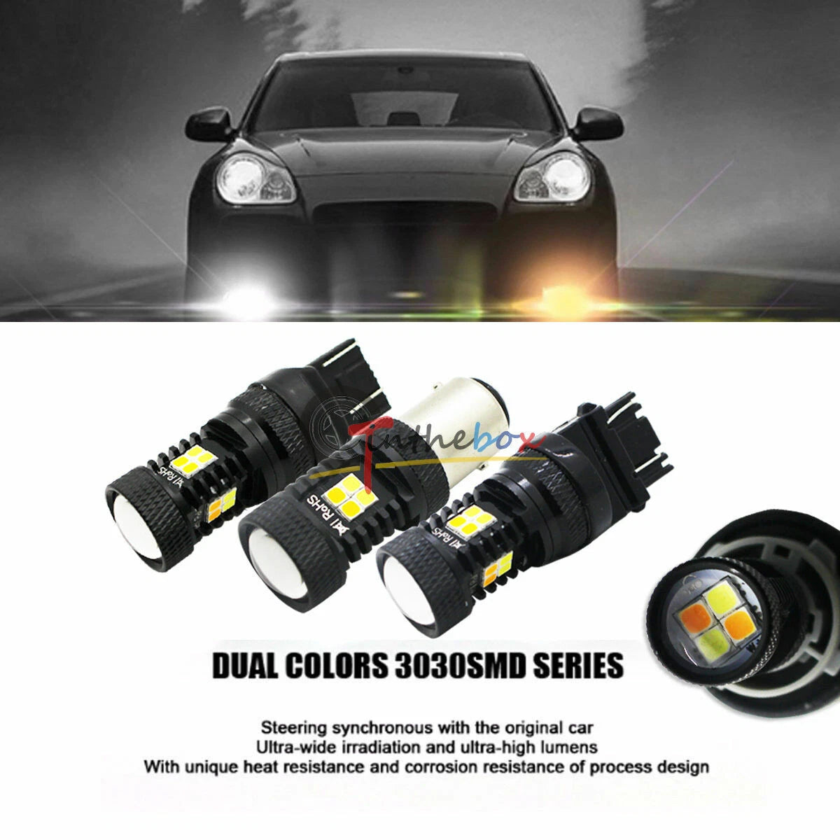 2X Front Turn Signal LED Lights Switchback for Honda Accord Sedan (1998–2015)