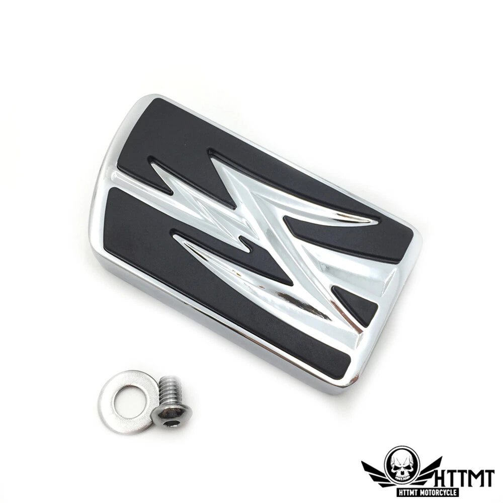 Chrome Lightning Flash Large Brake Pedal Pad for Harley Dyna FLD (2012–2017)