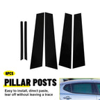 Set of 6 Black Pillar Trim for Kia Optima (2011–2015)