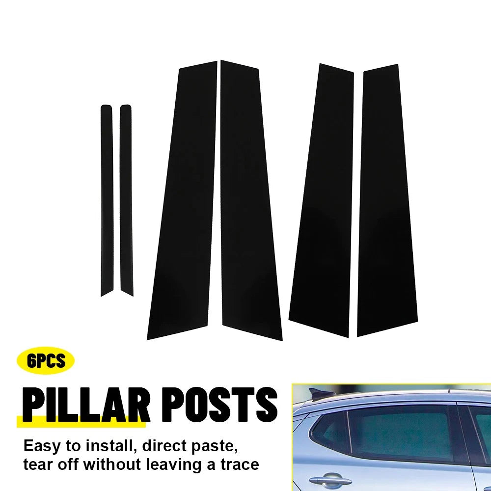 Set of 6 Black Pillar Trim for Kia Optima (2011–2015)