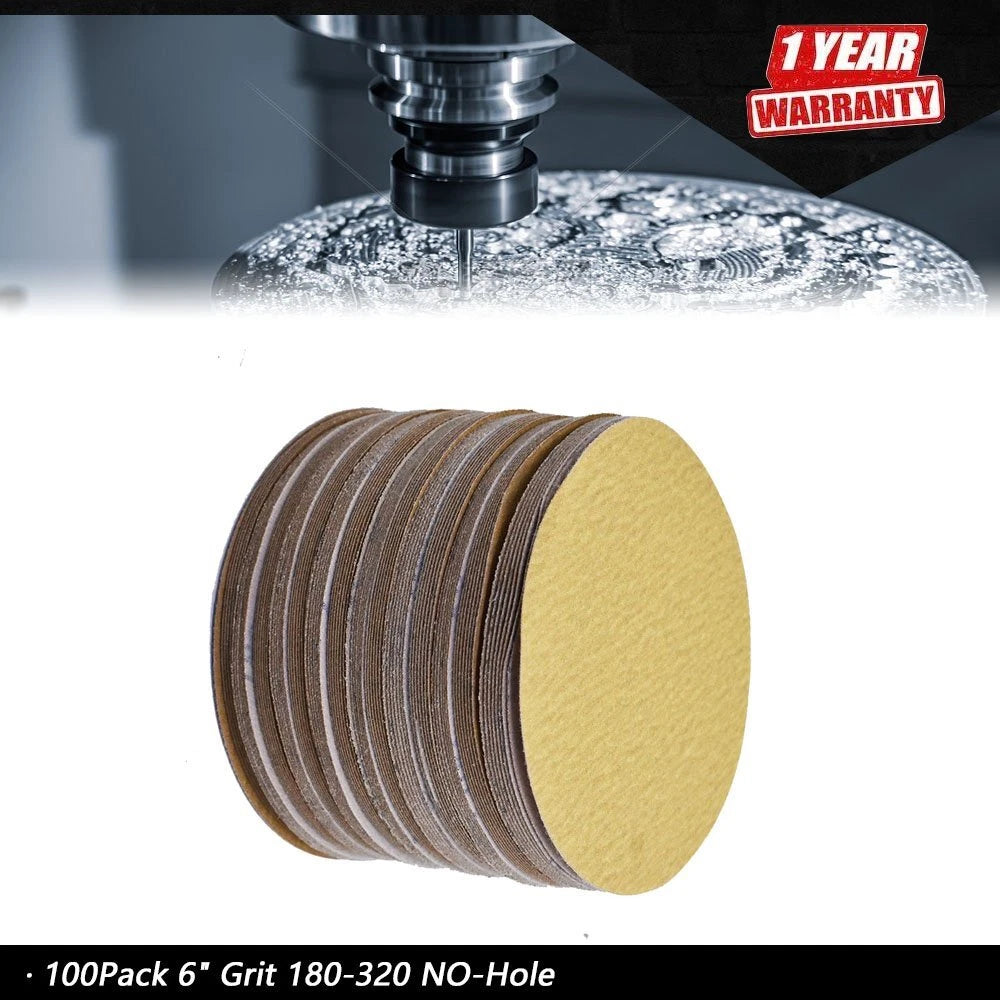 Set of 100 Hook and Loop Sanding Discs for Automotive Use (Grit 80-320)