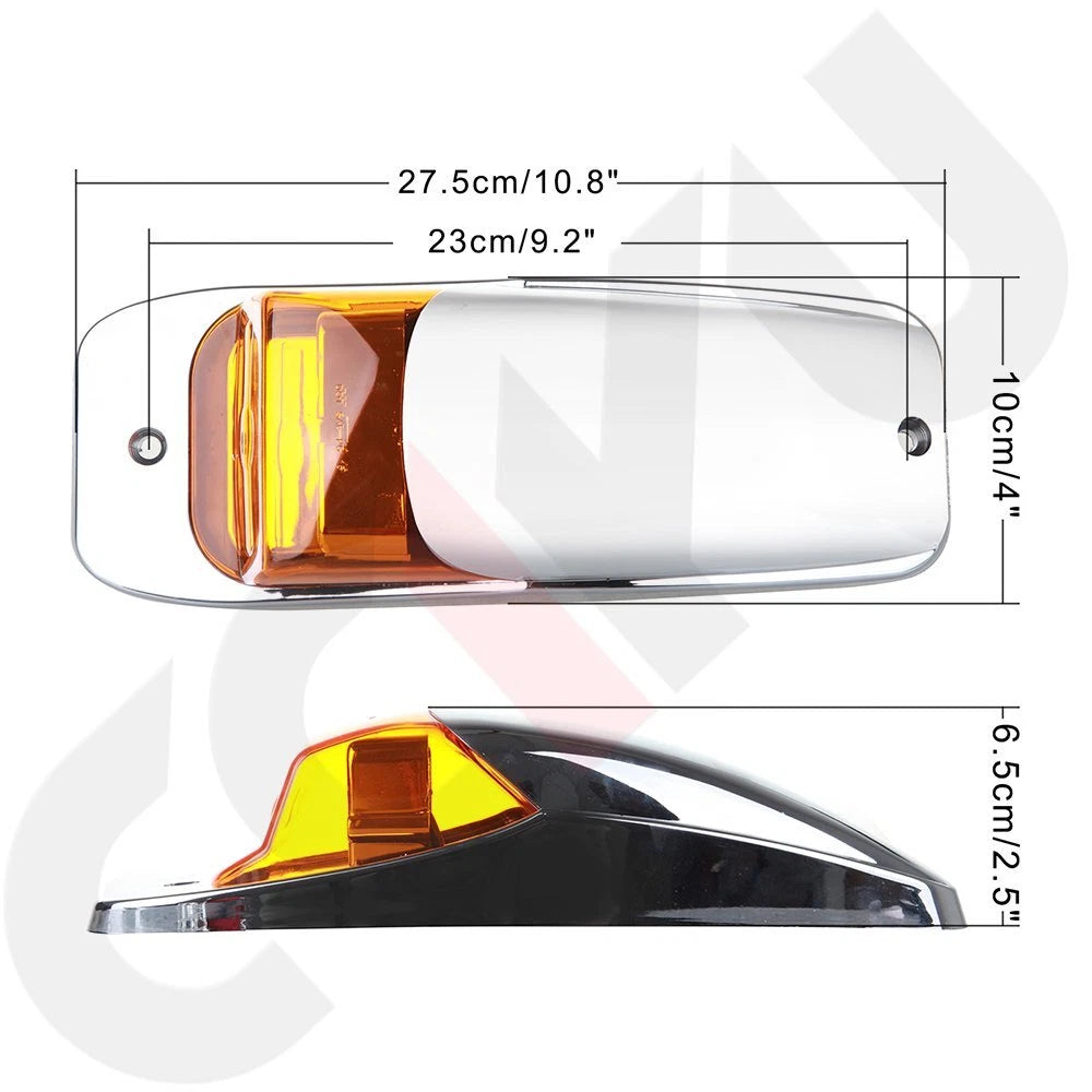 Set of 9 Amber LED Roof Cab Marker Clearance Lights for Kenworth Peterbilt