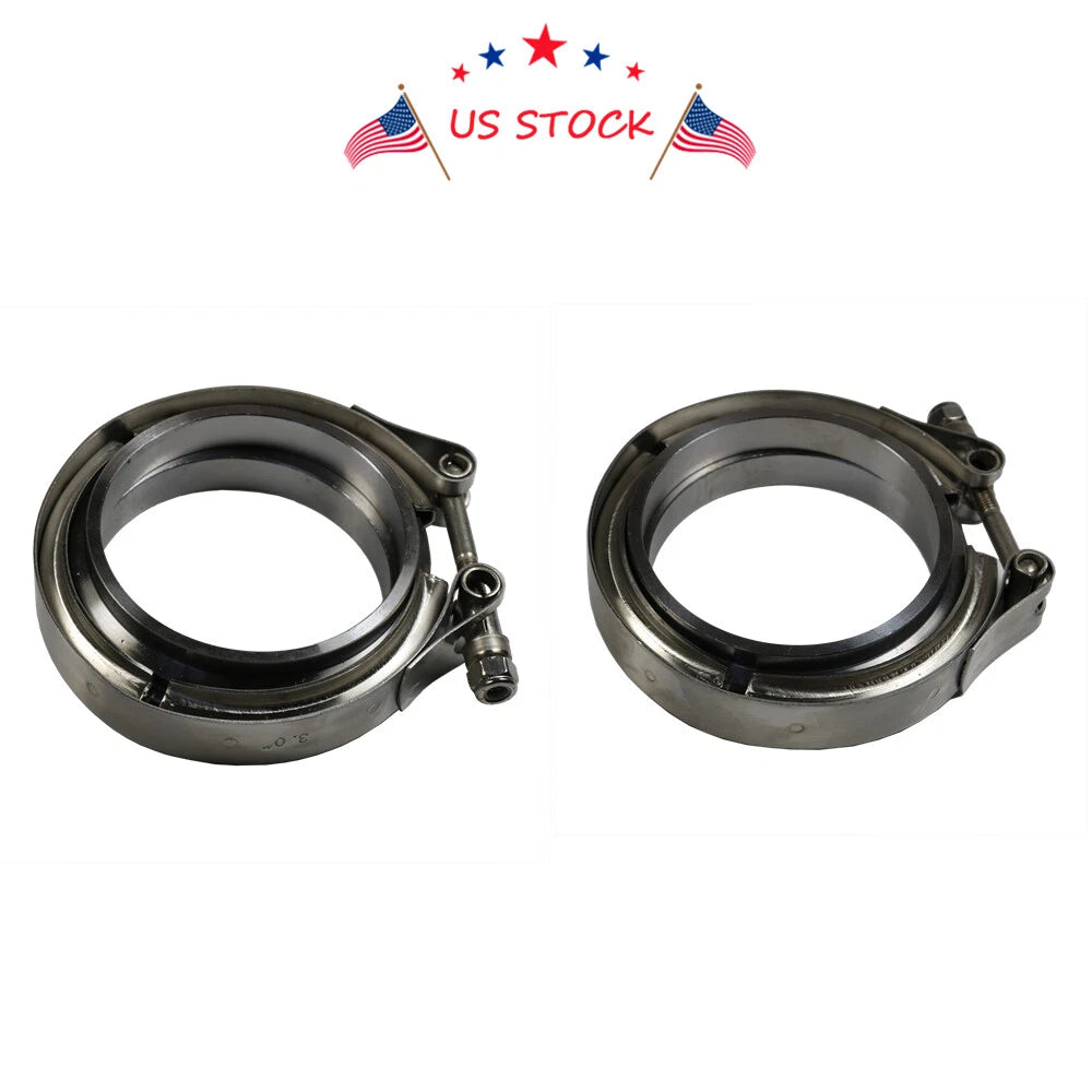 2X V-Band Flange & Clamp Kit for Turbo Exhaust Downpipes (Universal)