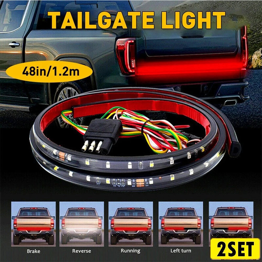 Set of 2 48" Tailgate LED Signal Turn Brake Reverse Strip Light