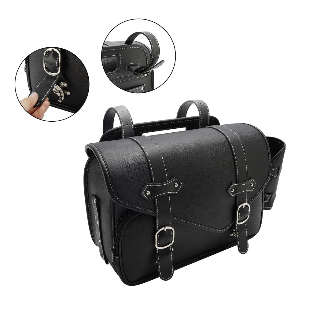 Pu Side Tail Bag Saddlebag for Scooter Motorcycle (Color Matching, Black)