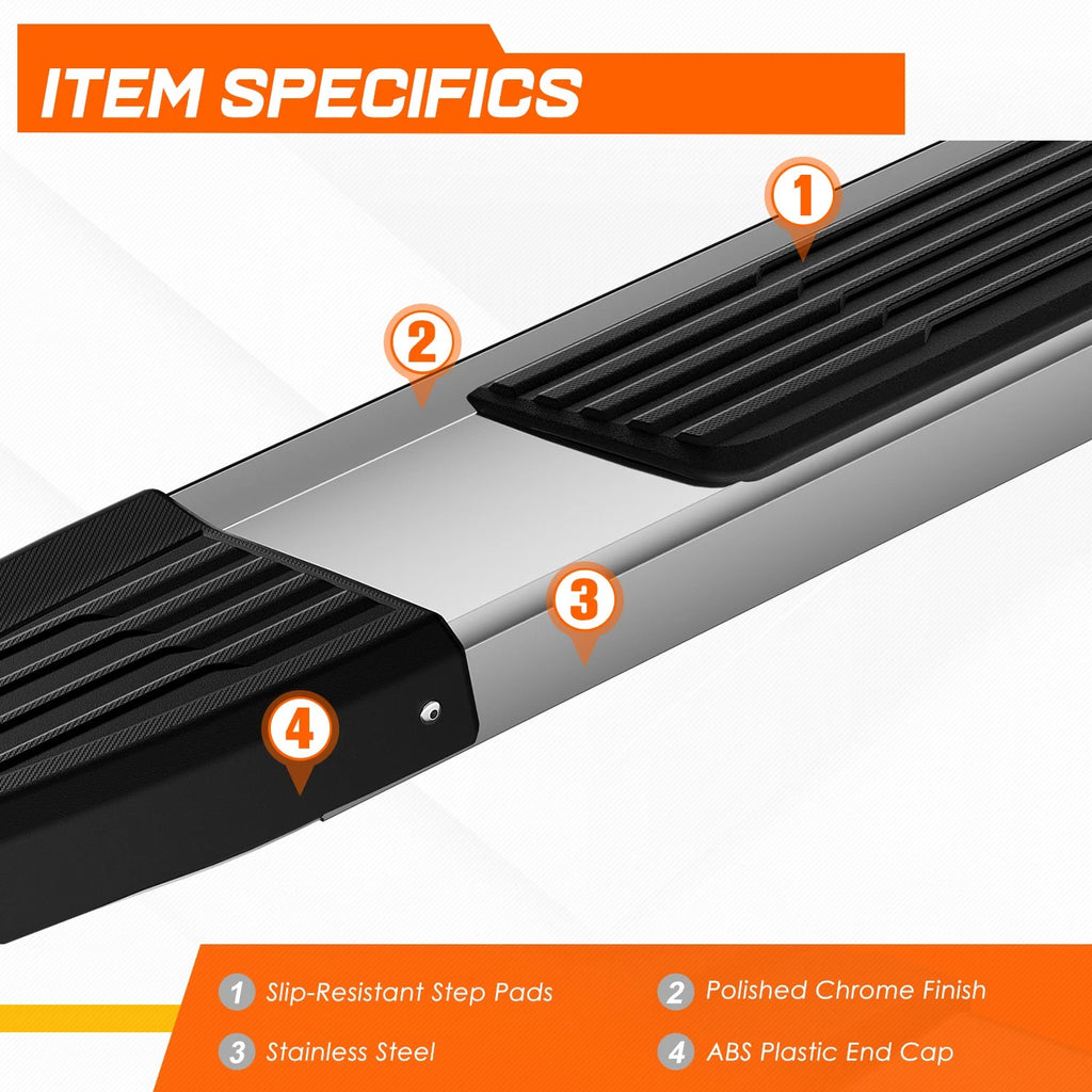 Set of 2 Polished Side Step Nerf Bars for Ram 1500 Crew Cab (2019–2024)