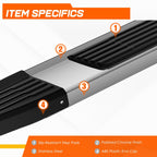 Set of 2 Polished Side Step Nerf Bars for Ram 1500 Crew Cab (2019–2024)
