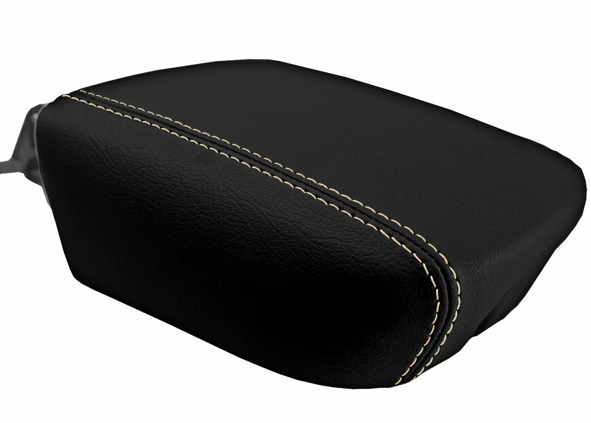 Leather Console Lid Armrest Cover for Hyundai Equus (2010–2013) Beige Stitch