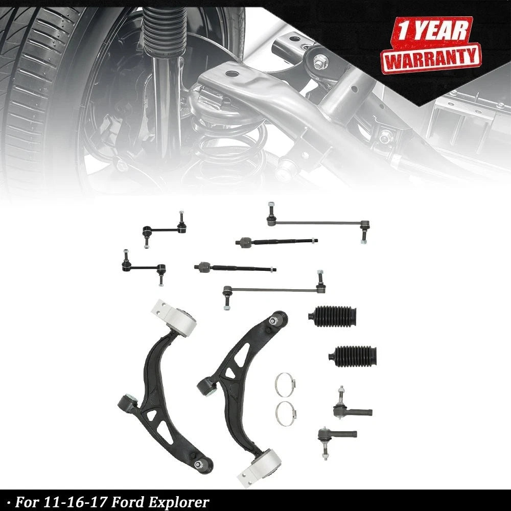 12pc Front Lower Control Arm Ball Joint Tie Rod End for Ford Explorer (2011â2017)