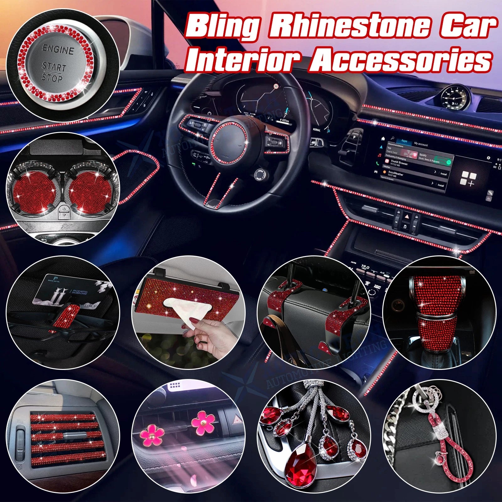 Air Vent Outlet Strip for Shiny Red Car (Universal, 2015–2025)
