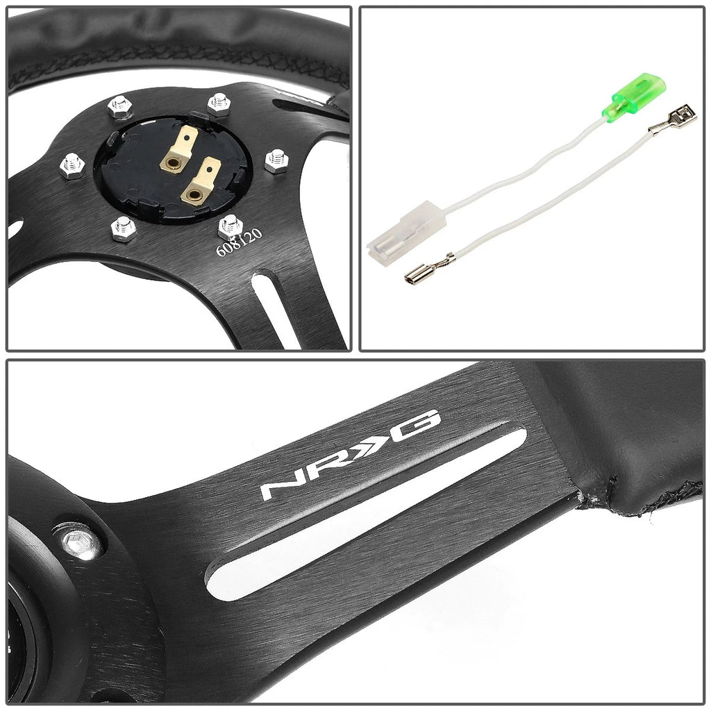 NRG Reinforced RST-018R 35cm Deep Dish Leather Grip Steering Wheel for Universal (2010–2023)