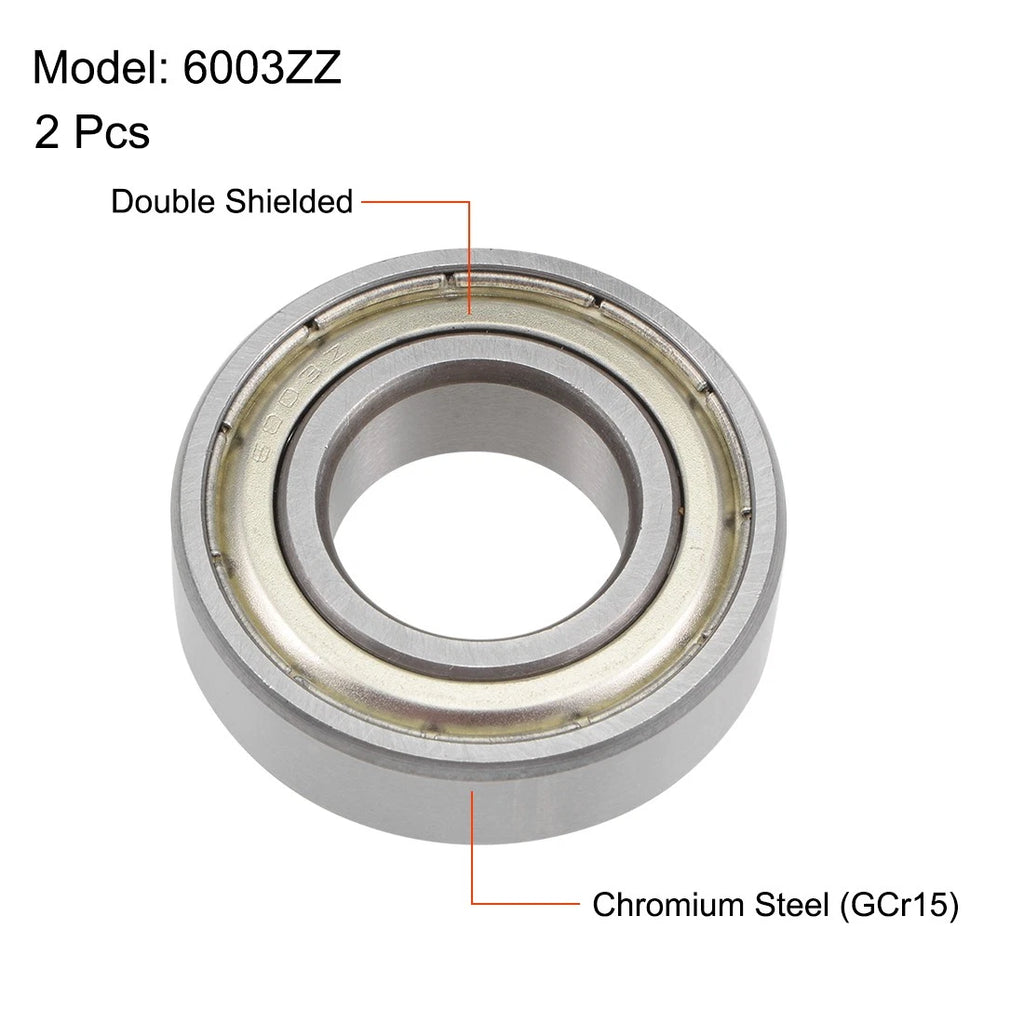 Set of 2 Deep Groove Ball Bearings 6003ZZ for BMW (2000–2023)
