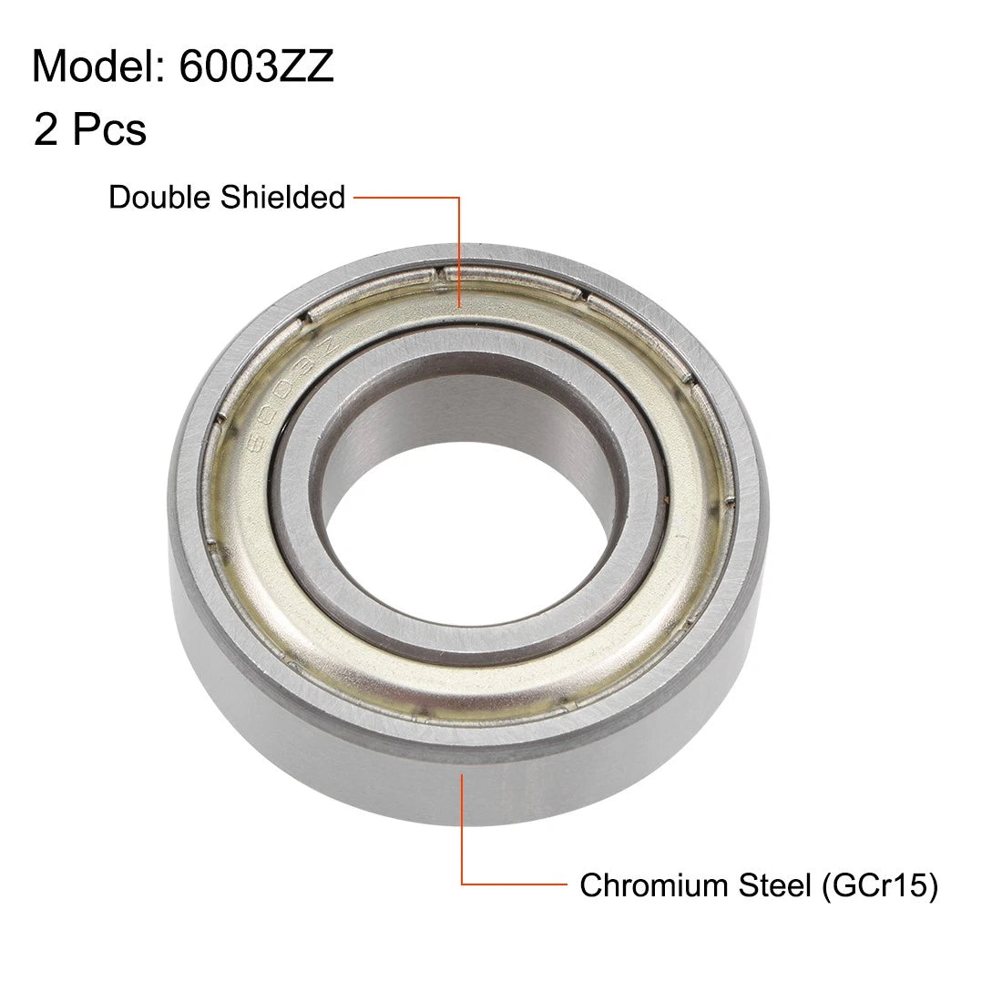 Set of 2 Deep Groove Ball Bearings 6003ZZ for BMW (2000–2023)