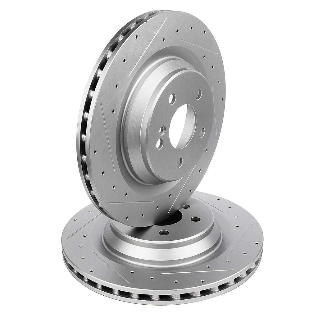 Set of 2 Drilled & Slotted Rear Brake Rotors for Mercedes-Benz S550 (2012–2013)