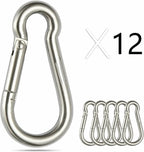 Set of 12 Stainless Steel Spring Snap Hook Carabiners 304 Clips