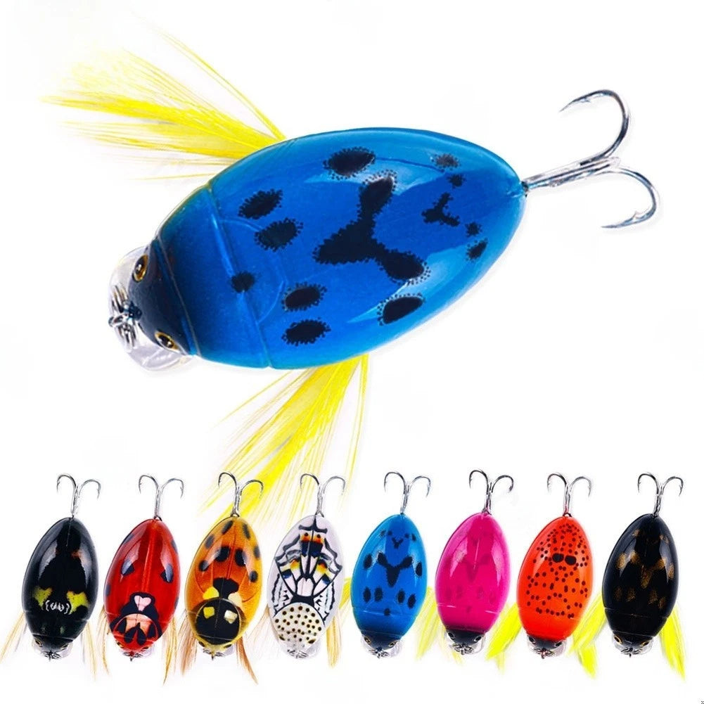 3.8cm Hard Lure with 3D Eyes for Beetle Fishing