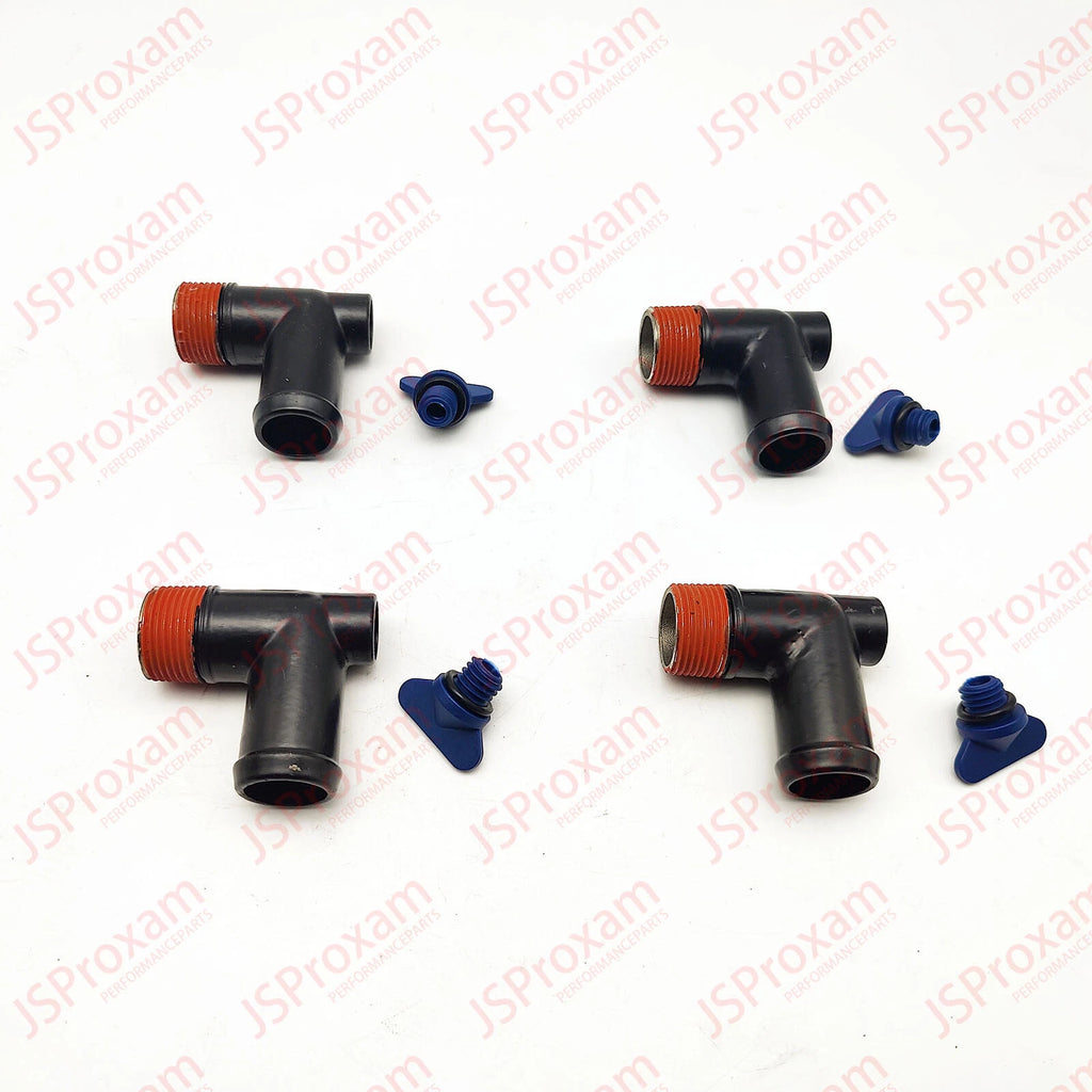 Set of 4 Drain Plug Elbow Stainless for MerCruiser Exhaust Manifold (90 Degree)