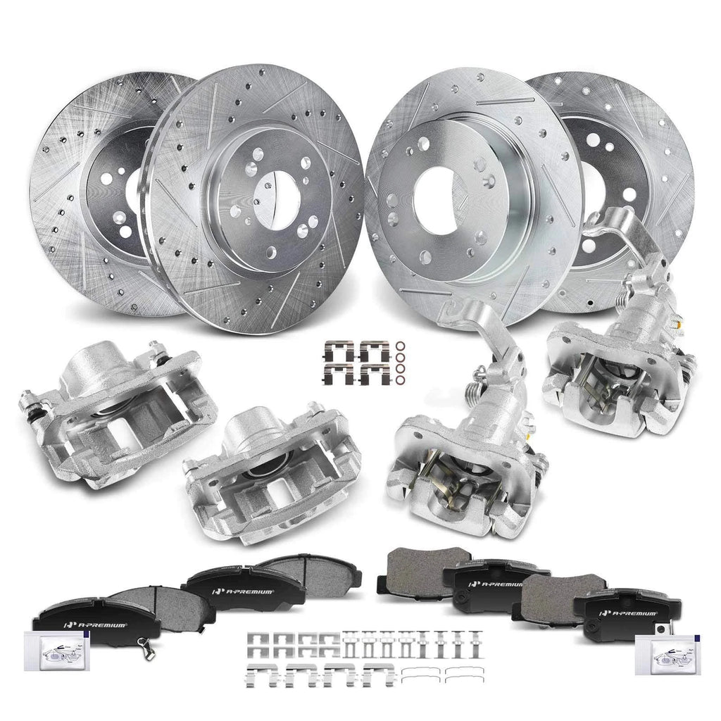 Set of 16 Drilled Brake Rotors & Pads for Honda Accord