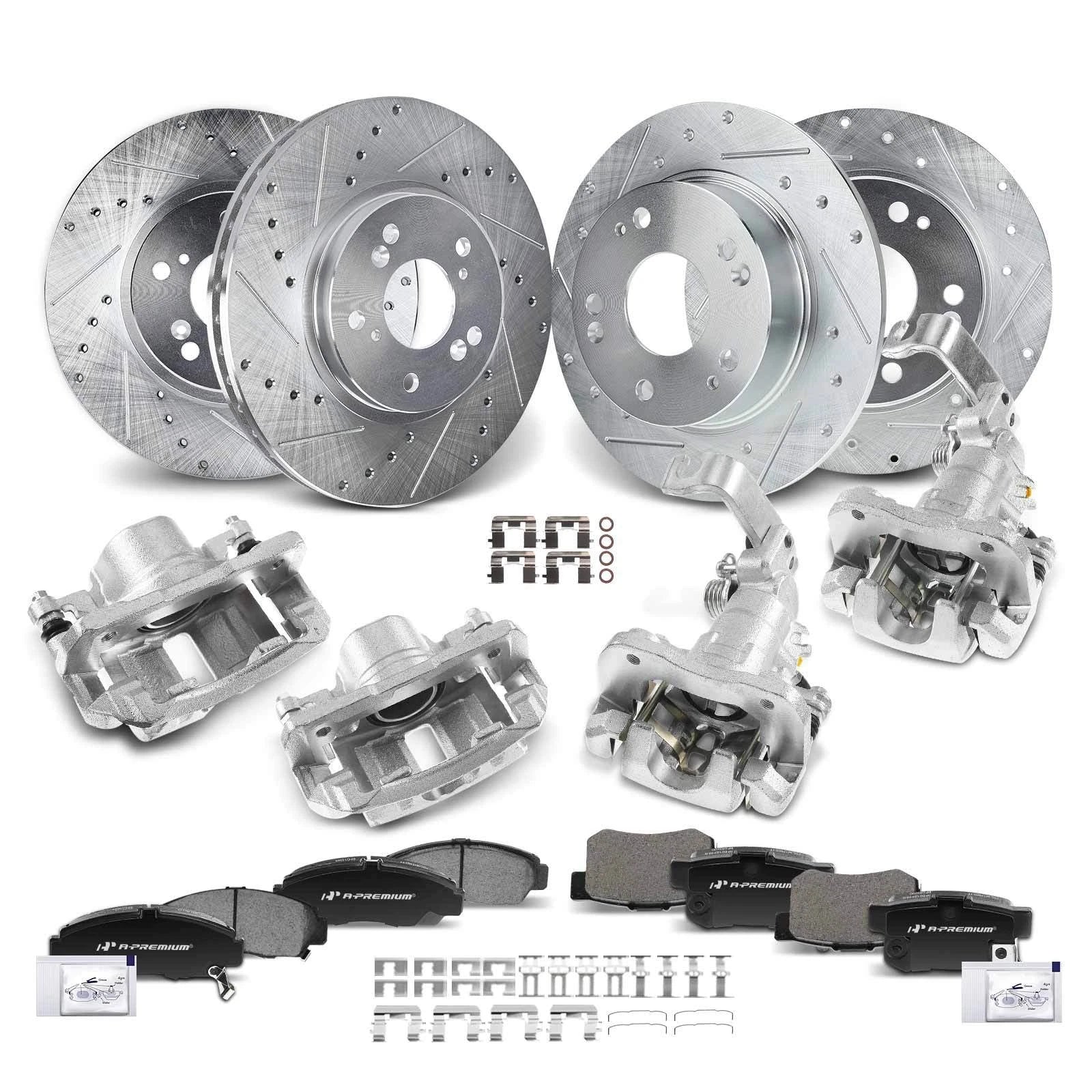 Set of 16 Drilled Brake Rotors & Pads for Honda Accord