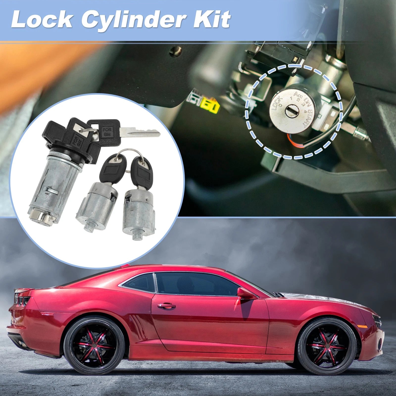 Ignition Lock Cylinder and Door Lock for Chevrolet Camaro (No. 924791/12300443)