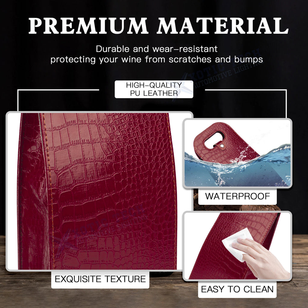 Red Crocodile Grain Wine Carrier Bag for Double Bottle (Tote)