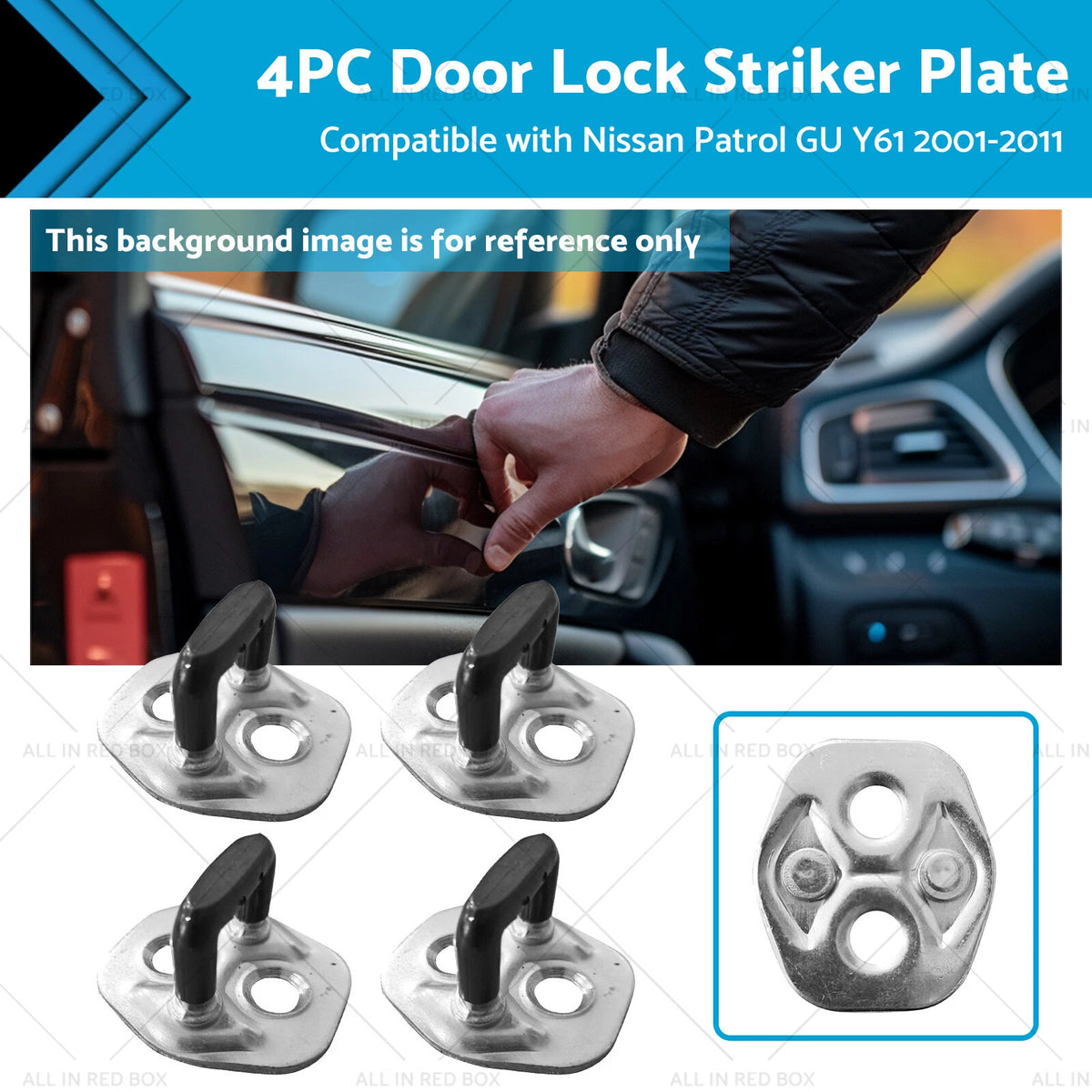 Set of 4 Door Lock Striker Plates for Nissan Patrol GU Y61 (1989–2011)