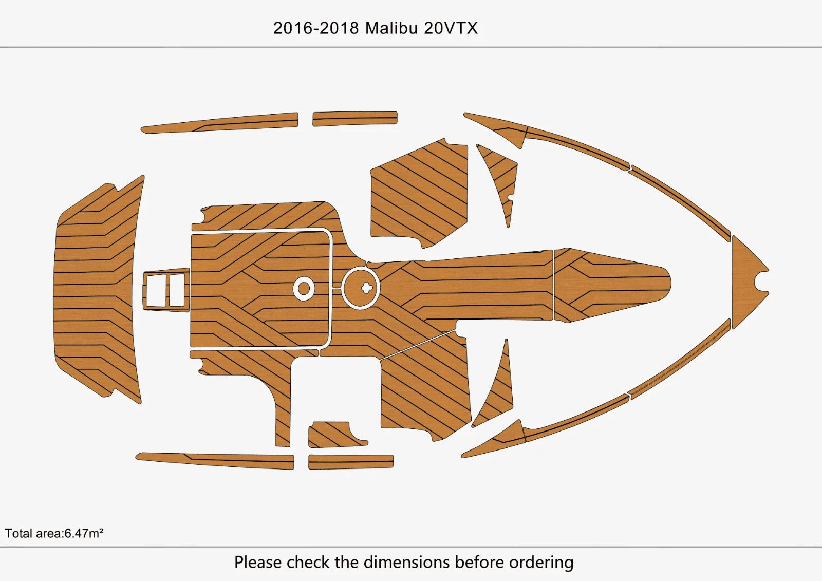 EVA Faux Teak Flooring Pads for Malibu 20 VTX (2018)