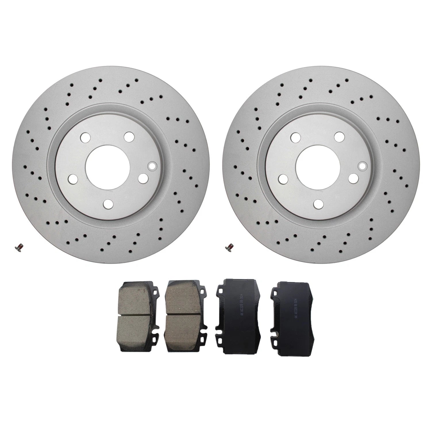 Front Rotors & Akebono EURO Ceramic Brake Pads Kit for Mercedes R230 SL550 (2007–2009)