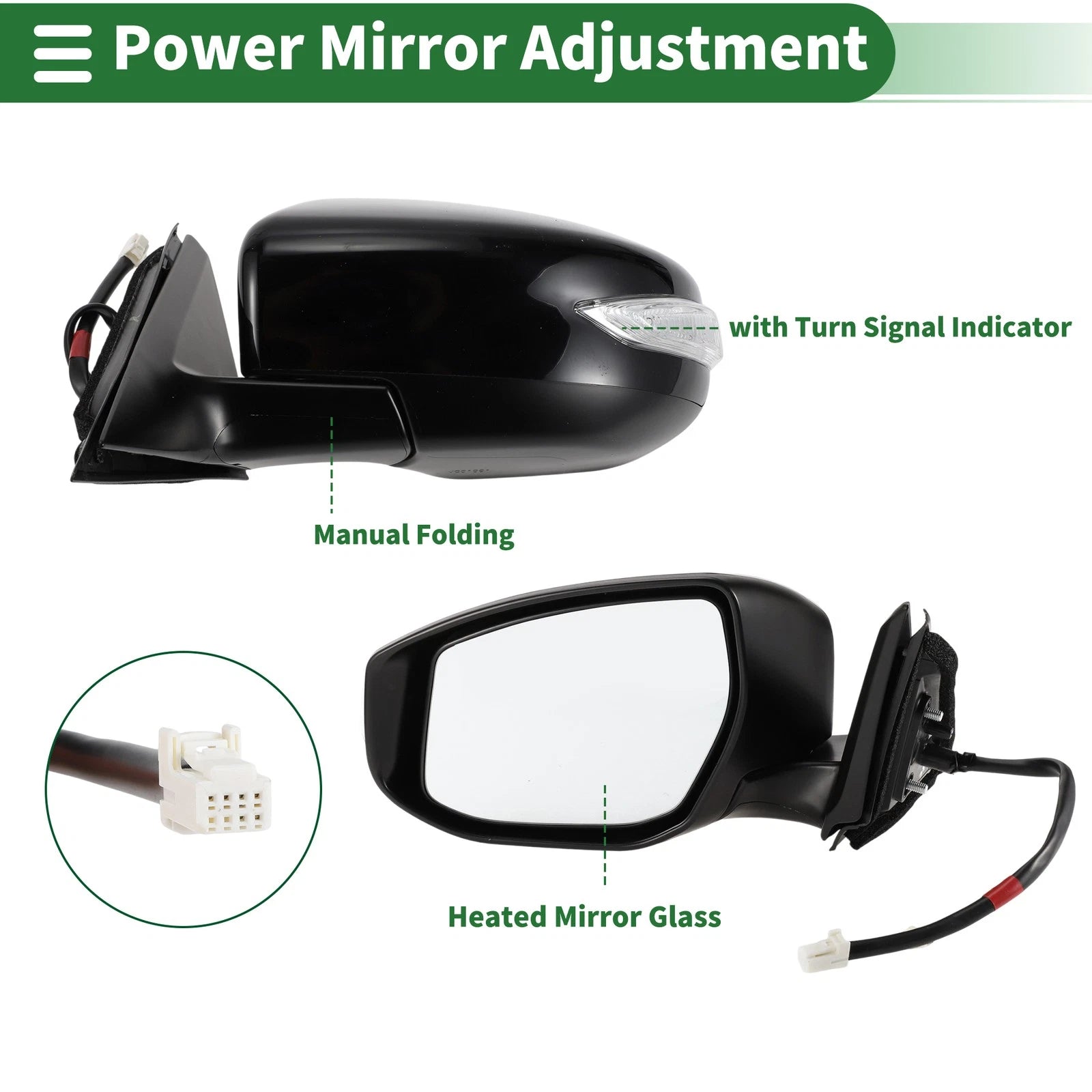 Left Side Door Mirror for Nissan Altima (2013–2018) Manual Folding Black