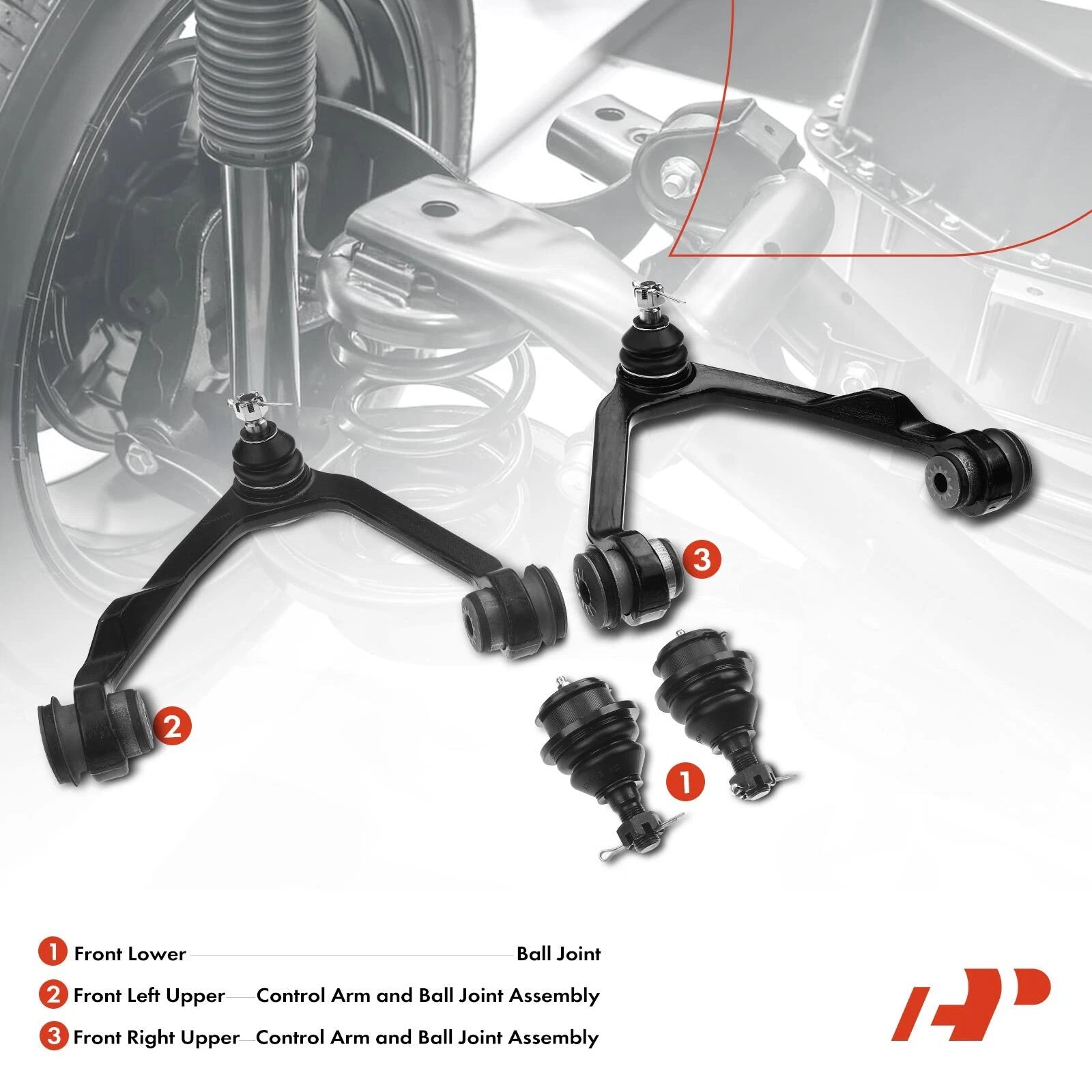 Set of 6 Wheel Bearing Control Arm with Ball Joint Kit for Ford Lincoln