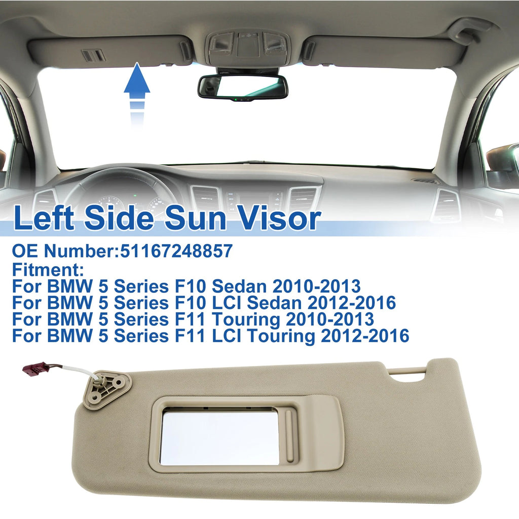 Left Side Sun Visor for BMW 5 Series F10 (2011–2017) No. 51167248857 Beige