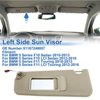 Left Side Sun Visor for BMW 5 Series F10 (2011–2017) No. 51167248857 Beige