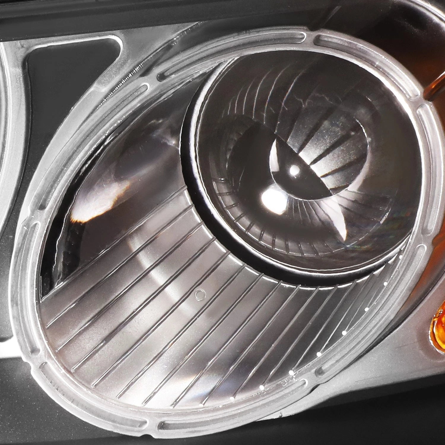 Pair of Black Housing Amber Side Bumper Headlights for Hyundai Santa Fe (2007–2012)