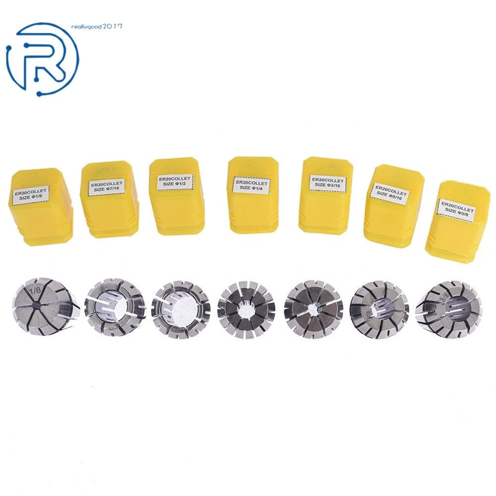 7Pack ER20 Spring Collet Set for CNC Workholding
