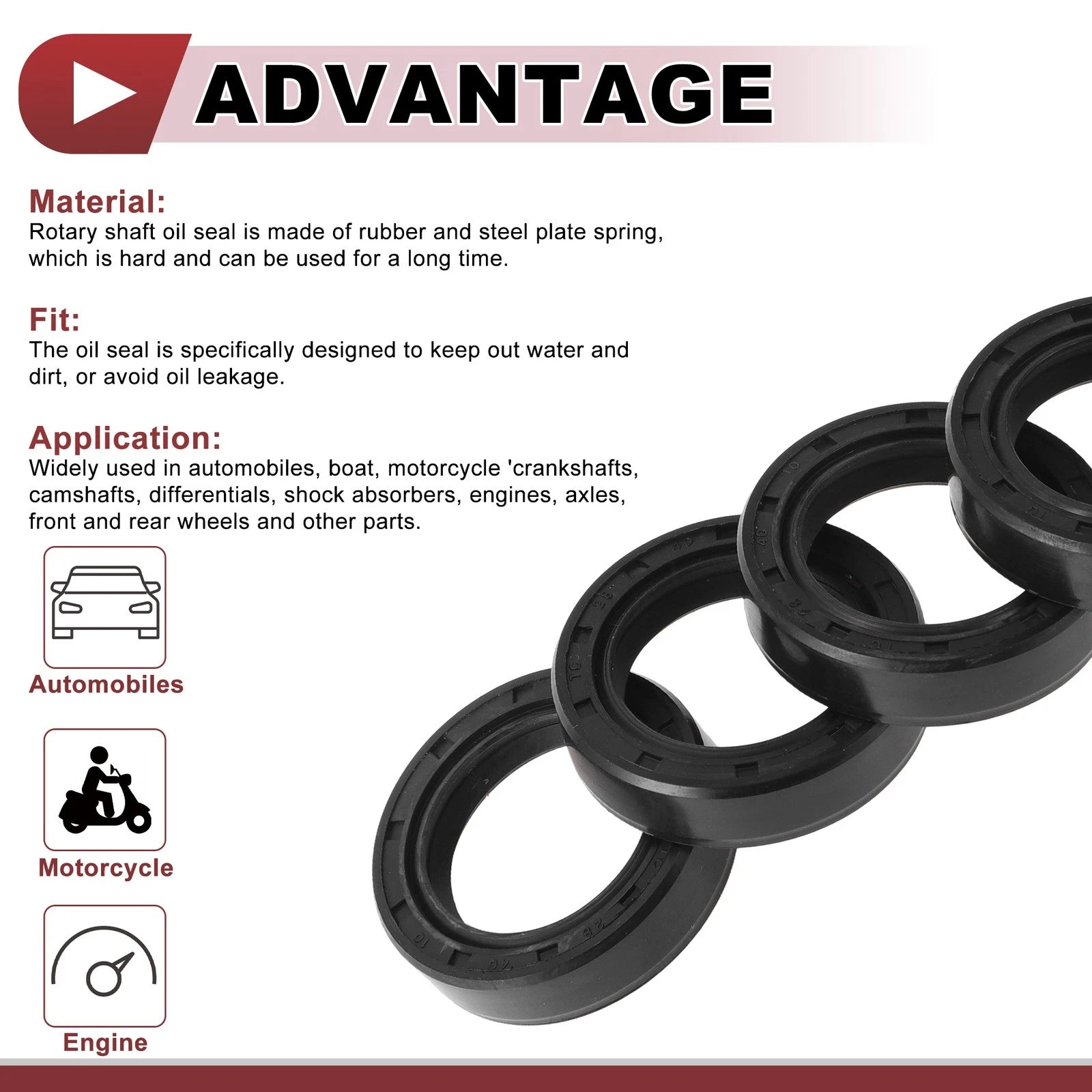 Set of 5 Rotary Shaft Oil Seals 28x40x10mm Nitrile Rubber 672668828489